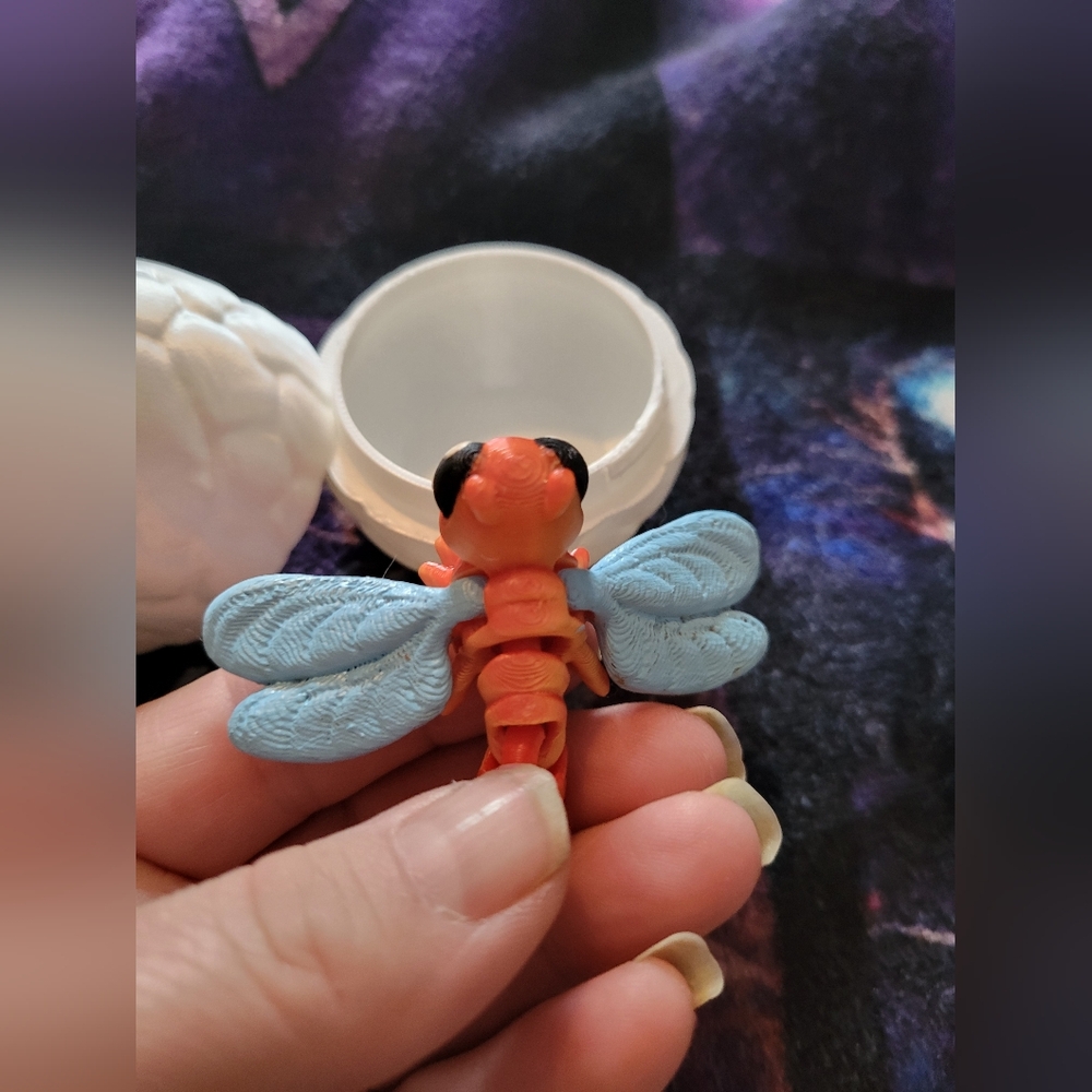 🌹Buy 1 Get 1 Free🌹Hand Crafted Orange and Blue Dragonfly  Toy With Egg